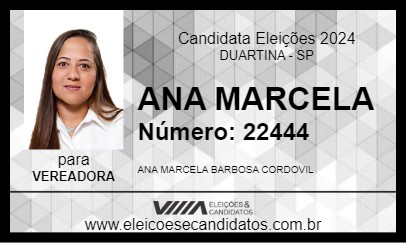 Candidato ANA MARCELA  2024 - DUARTINA - Eleições