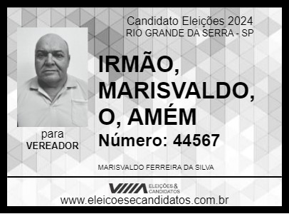 Candidato IRMÃO, MARISVALDO, O, AMÉM 2024 - RIO GRANDE DA SERRA - Eleições