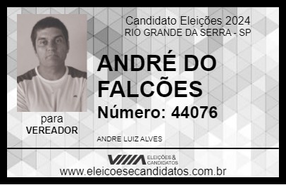 Candidato ANDRÉ DO FALCÕES 2024 - RIO GRANDE DA SERRA - Eleições