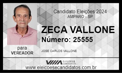 Candidato ZECA VALLONE 2024 - AMPARO - Eleições