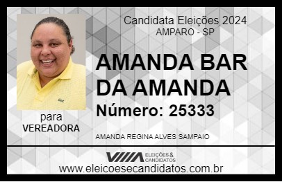 Candidato AMANDA BAR DA AMANDA 2024 - AMPARO - Eleições