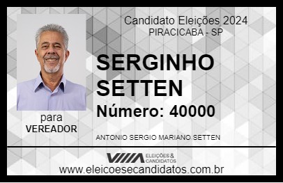 Candidato SERGINHO SETTEN 2024 - PIRACICABA - Eleições