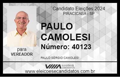 Candidato PAULO CAMOLESI 2024 - PIRACICABA - Eleições