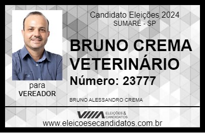 Candidato BRUNO CREMA VETERINÁRIO 2024 - SUMARÉ - Eleições