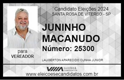 Candidato JUNINHO MACANUDO 2024 - SANTA ROSA DE VITERBO - Eleições