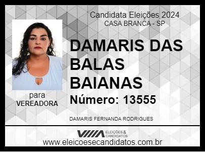 Candidato DAMARIS DAS BALAS BAIANAS 2024 - CASA BRANCA - Eleições