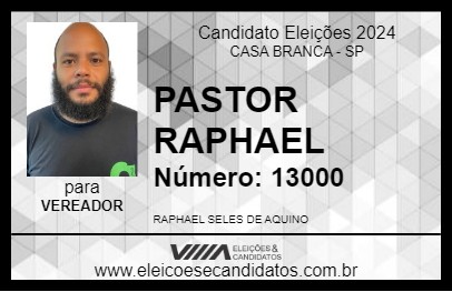 Candidato PASTOR RAPHAEL 2024 - CASA BRANCA - Eleições