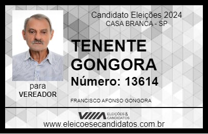 Candidato TENENTE GONGORA 2024 - CASA BRANCA - Eleições