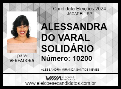 Candidato ALESSANDRA DO VARAL SOLIDÁRIO 2024 - JACAREÍ - Eleições