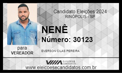 Candidato NENÊ 2024 - RINÓPOLIS - Eleições