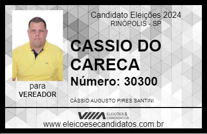 Candidato CASSIO DO CARECA 2024 - RINÓPOLIS - Eleições