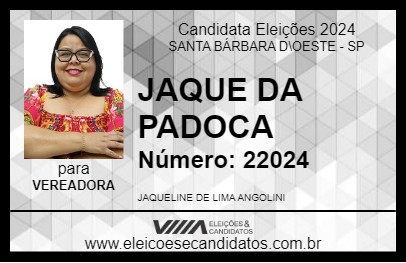 Candidato JAQUE DA PADOCA 2024 - SANTA BÁRBARA D\OESTE - Eleições