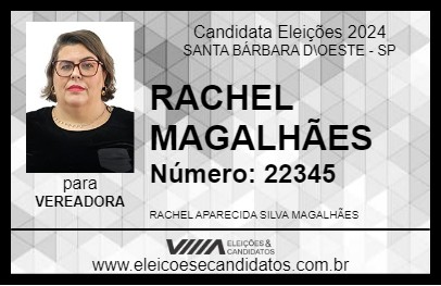 Candidato RACHEL MAGALHÃES 2024 - SANTA BÁRBARA D\OESTE - Eleições