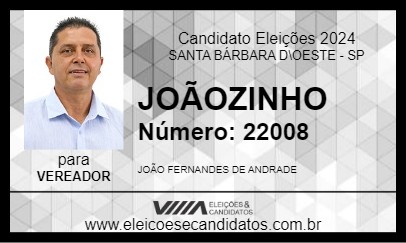 Candidato JOÃOZINHO 2024 - SANTA BÁRBARA D\OESTE - Eleições