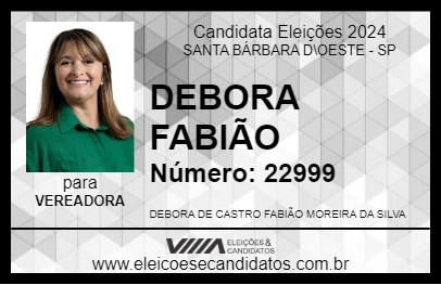 Candidato DEBORA FABIÃO 2024 - SANTA BÁRBARA D\OESTE - Eleições