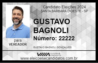 Candidato GUSTAVO BAGNOLI 2024 - SANTA BÁRBARA D\OESTE - Eleições