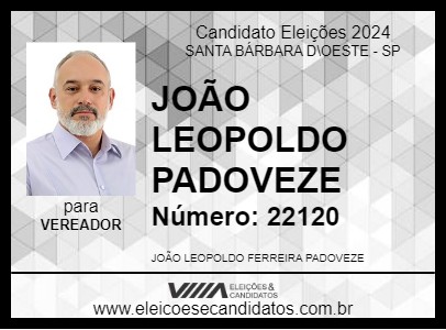 Candidato JOÃO LEOPOLDO PADOVEZE 2024 - SANTA BÁRBARA D\OESTE - Eleições