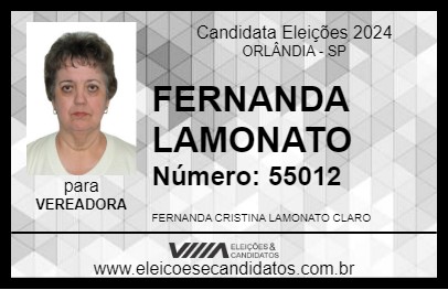 Candidato FERNANDA LAMONATO 2024 - ORLÂNDIA - Eleições