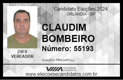 Candidato CLAUDIM BOMBEIRO 2024 - ORLÂNDIA - Eleições