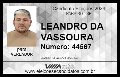 Candidato LEANDRO DA VASSOURA 2024 - PARAÍSO - Eleições