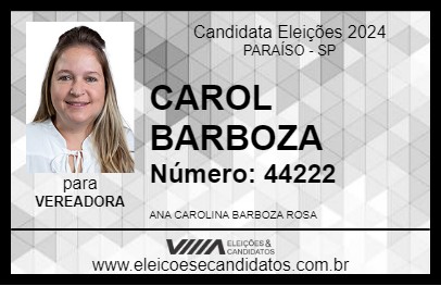 Candidato CAROL BARBOZA 2024 - PARAÍSO - Eleições