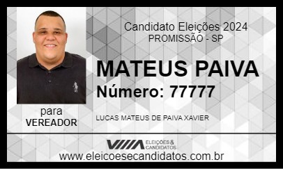 Candidato MATEUS PAIVA 2024 - PROMISSÃO - Eleições