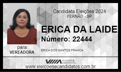 Candidato ERICA DA LAIDE 2024 - FERNÃO - Eleições