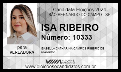 Candidato ISA RIBEIRO 2024 - SÃO BERNARDO DO CAMPO - Eleições