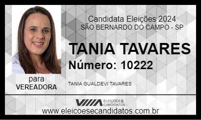 Candidato TANIA TAVARES 2024 - SÃO BERNARDO DO CAMPO - Eleições