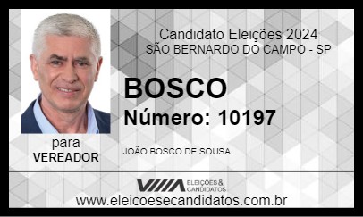 Candidato BOSCO 2024 - SÃO BERNARDO DO CAMPO - Eleições