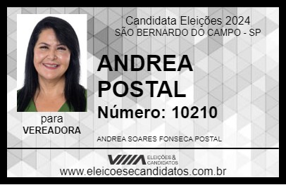 Candidato ANDREA POSTAL 2024 - SÃO BERNARDO DO CAMPO - Eleições