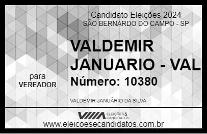 Candidato VALDEMIR JANUARIO - VAL 2024 - SÃO BERNARDO DO CAMPO - Eleições