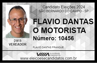 Candidato FLAVIO DANTAS O MOTORISTA 2024 - SÃO BERNARDO DO CAMPO - Eleições