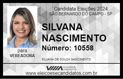 Candidato SILVANA NASCIMENTO 2024 - SÃO BERNARDO DO CAMPO - Eleições