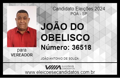 Candidato JOÃO DO OBELISCO 2024 - POÁ - Eleições