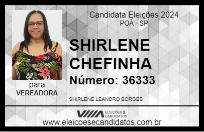 Candidato SHIRLENE CHEFINHA 2024 - POÁ - Eleições