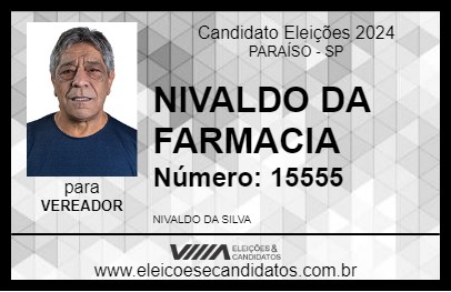 Candidato NIVALDO DA FARMACIA 2024 - PARAÍSO - Eleições