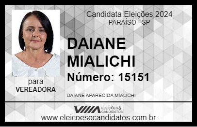 Candidato DAIANE MIALICHI 2024 - PARAÍSO - Eleições