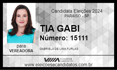 Candidato TIA GABI 2024 - PARAÍSO - Eleições