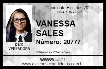 Candidato VANESSA SALES 2024 - DUARTINA - Eleições