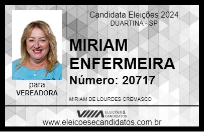 Candidato MIRIAM ENFERMEIRA 2024 - DUARTINA - Eleições