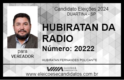 Candidato HUBIRATAN DA RADIO 2024 - DUARTINA - Eleições