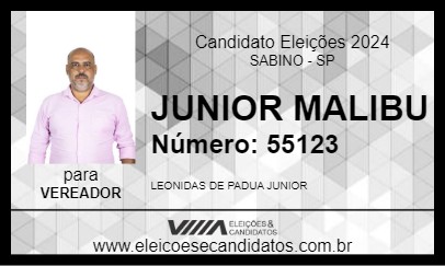 Candidato JUNIOR MALIBU 2024 - SABINO - Eleições