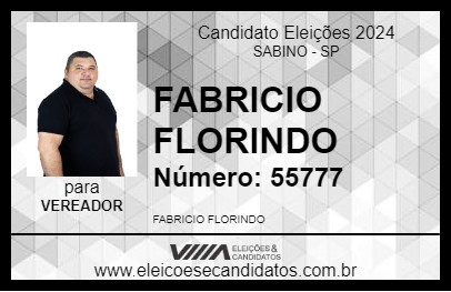 Candidato FABRICIO FLORINDO 2024 - SABINO - Eleições