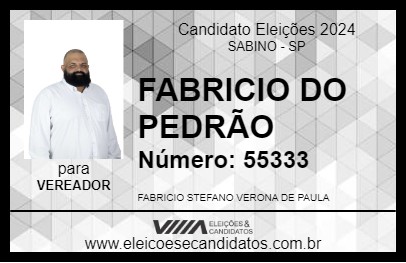 Candidato FABRICIO DO PEDRÃO 2024 - SABINO - Eleições