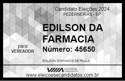 Candidato EDILSON DA FARMACIA 2024 - PEDERNEIRAS - Eleições