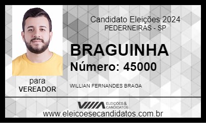 Candidato BRAGUINHA 2024 - PEDERNEIRAS - Eleições