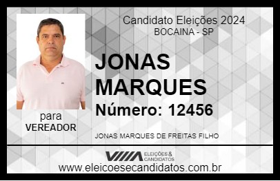 Candidato JONAS MARQUES 2024 - BOCAINA - Eleições