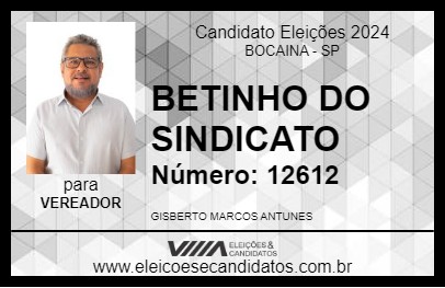 Candidato BETINHO DO SINDICATO 2024 - BOCAINA - Eleições