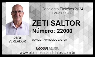 Candidato ZETI SALTOR 2024 - PARAÍSO - Eleições